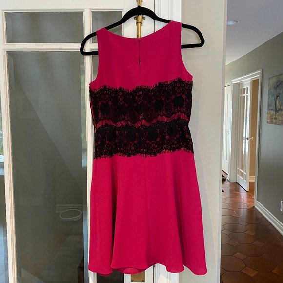 Ann Taylor LOFT Petites Hot Pink/Black Lace Dress - Picture 6 of 6